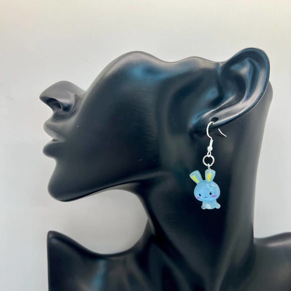 Bunny Earrings - Rabbit Earrings - Glitter Earring - Easter Earring - Blue Bunny - Picture 9 of 10